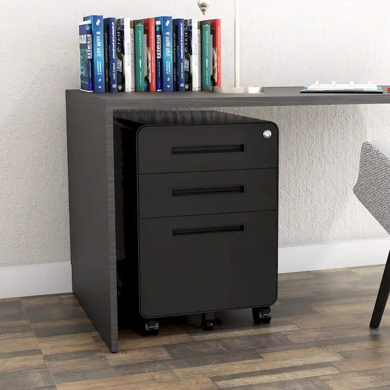 3-drawer Steel Filing Cabinets with Lock Mobile Under Desk Fully Assembled Cabinet