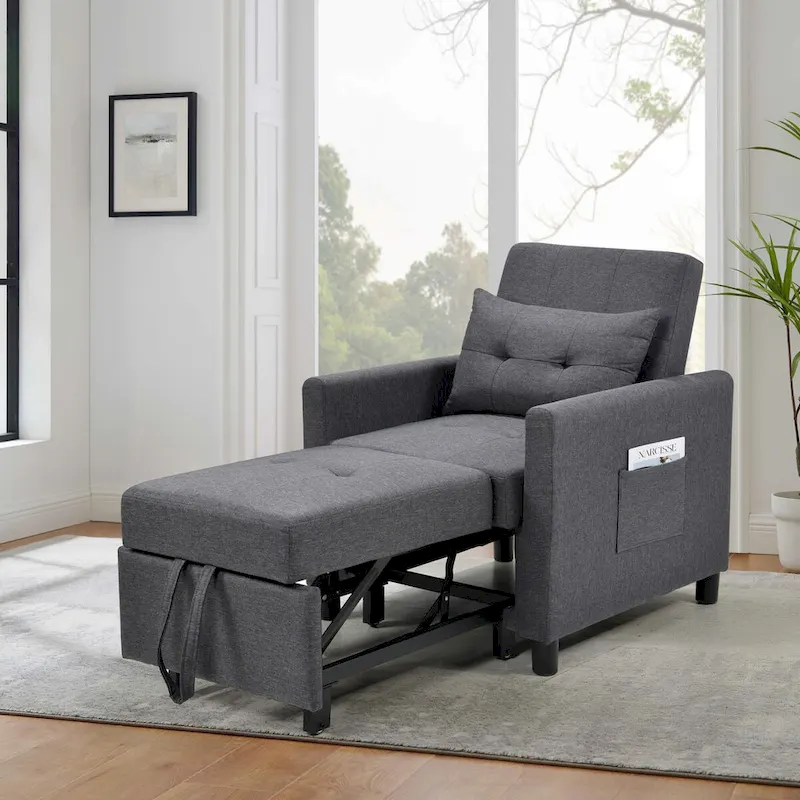 Single Sofa Bed with Pullout Sleeper with 1pc Lumbar pillow
