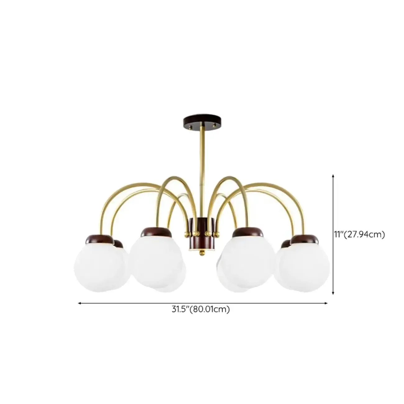 Classic Gold White Vitreous Ball Chandelier