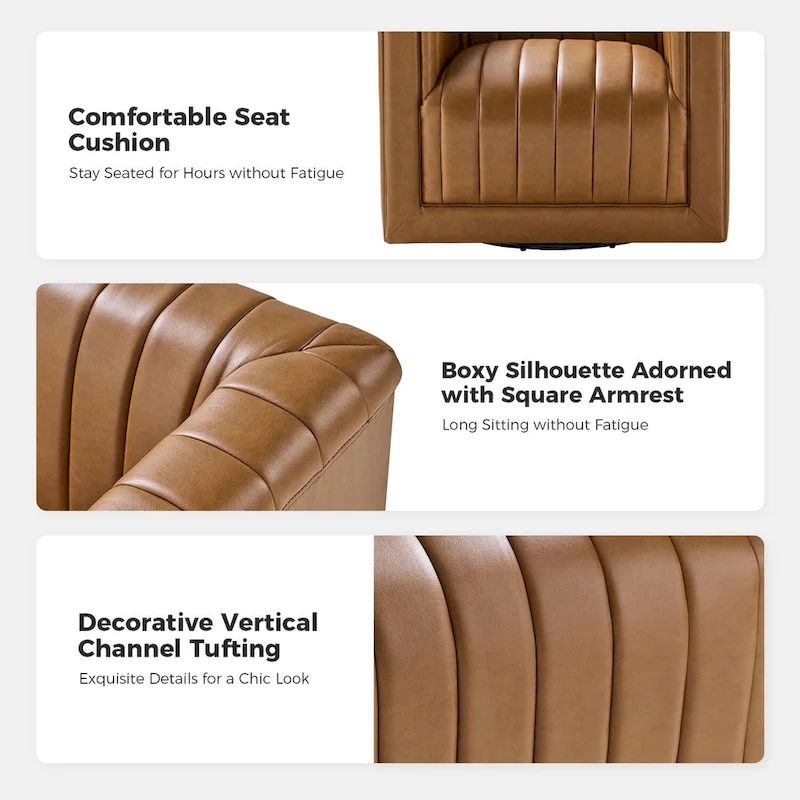 Esteban Modern Leather Upholstered Swivel Barrel Chair by HULALA HOME