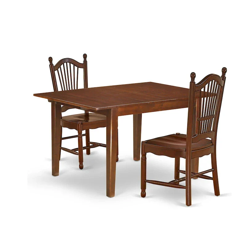 East West Furniture Dining Table Set- A Rectangular Kitchen Table and Kitchen Dining Chairs, Mahogany (Pieces Options)