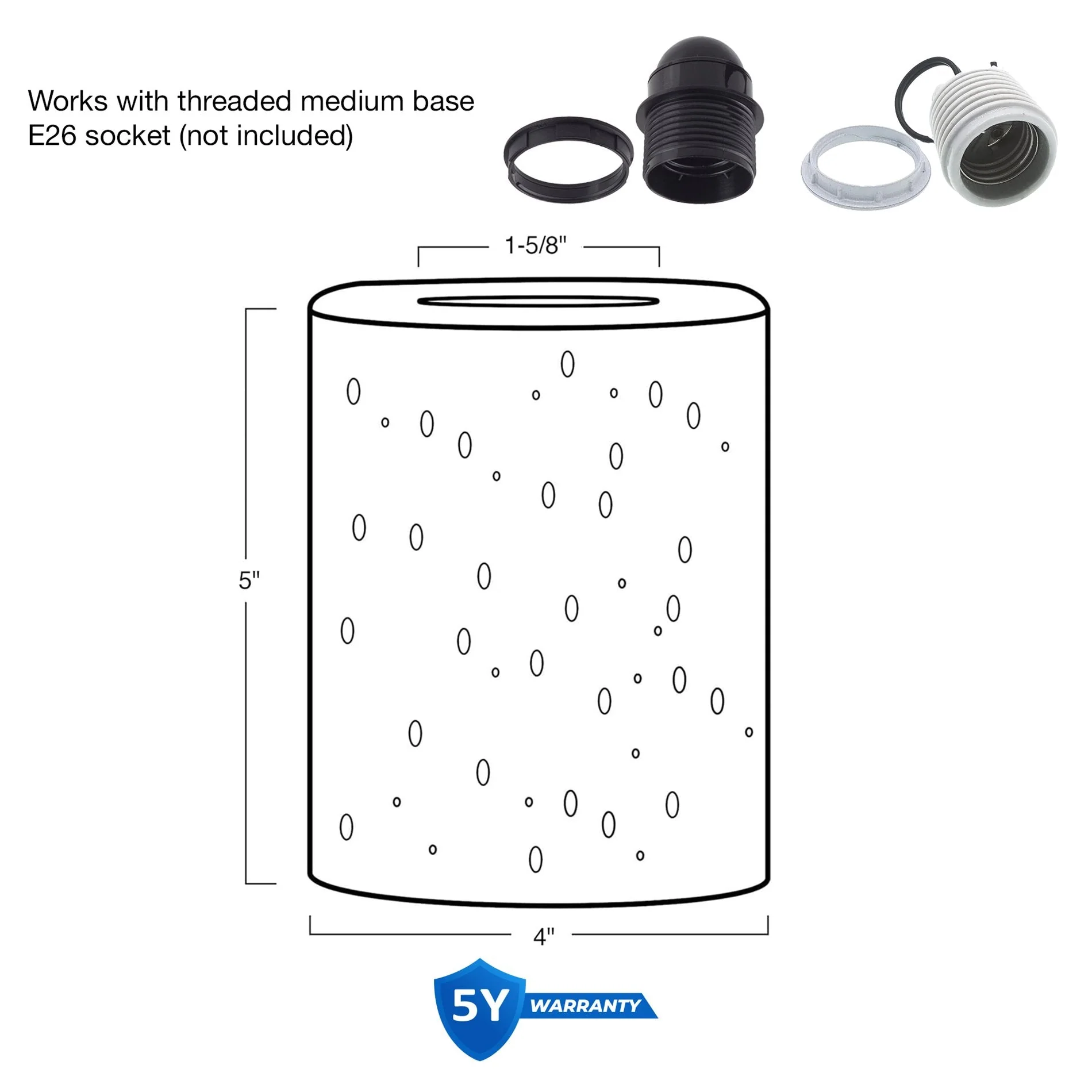 Phoebe 5 Frosted Seeded Glass Shades / Replacement Glass, 3-Pack