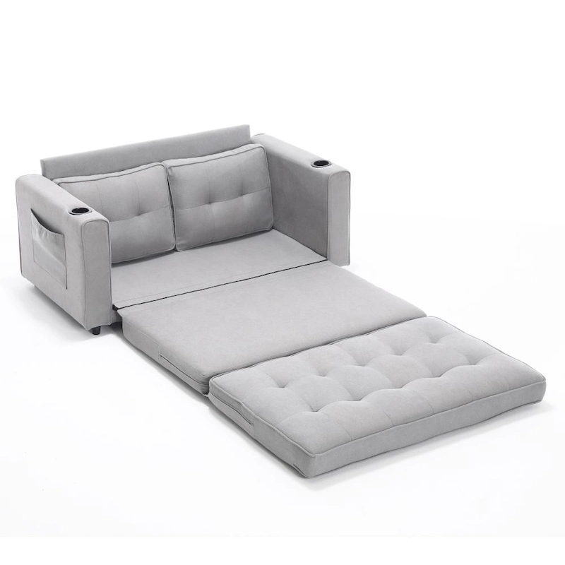 Foldable Tufted Loveseat with Pull Out Convertible Sleeper Couch Bed