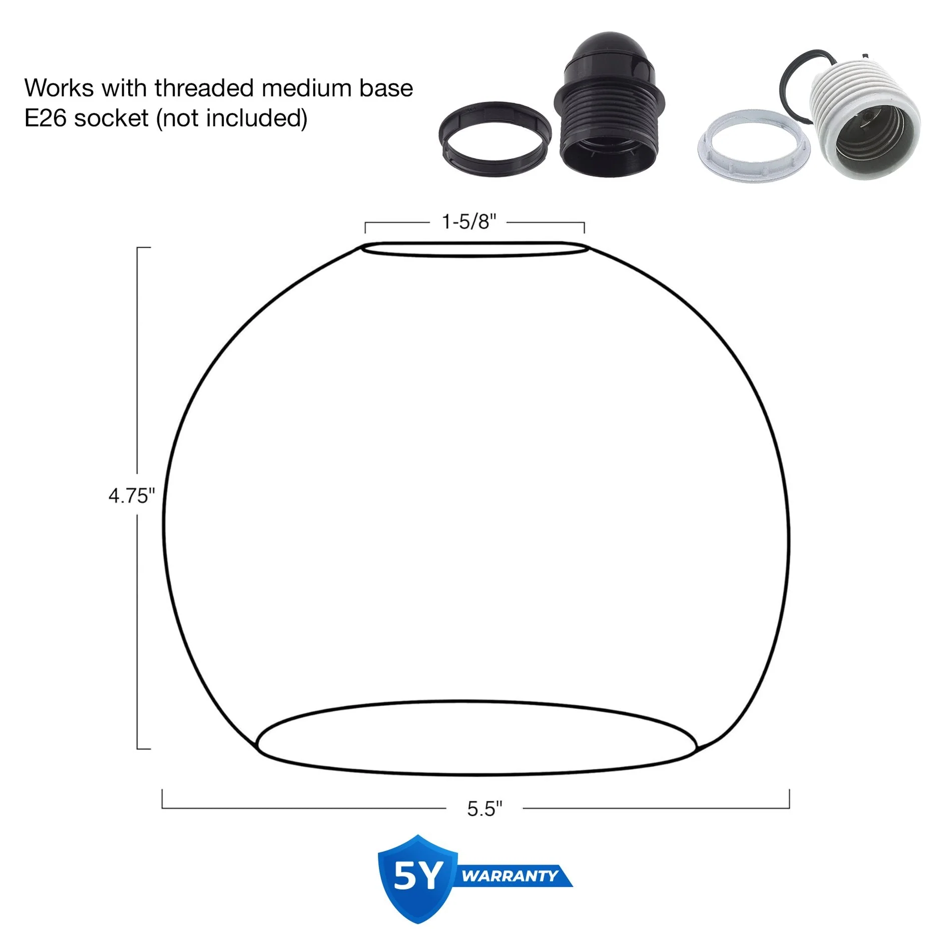 Odette 6 Clear Globe Glass Shades / Replacement Glass, 2-Pack
