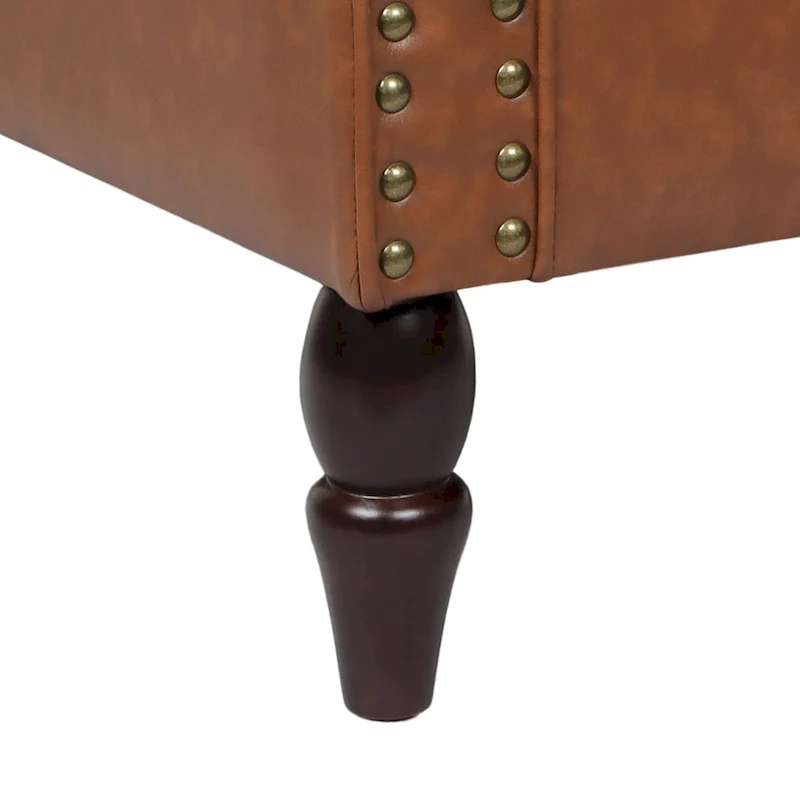 PU Leather Accent Chair, Brown/Black/Grey, Rolled Arms, Nailhead Trim, Set of 2, Seats 2