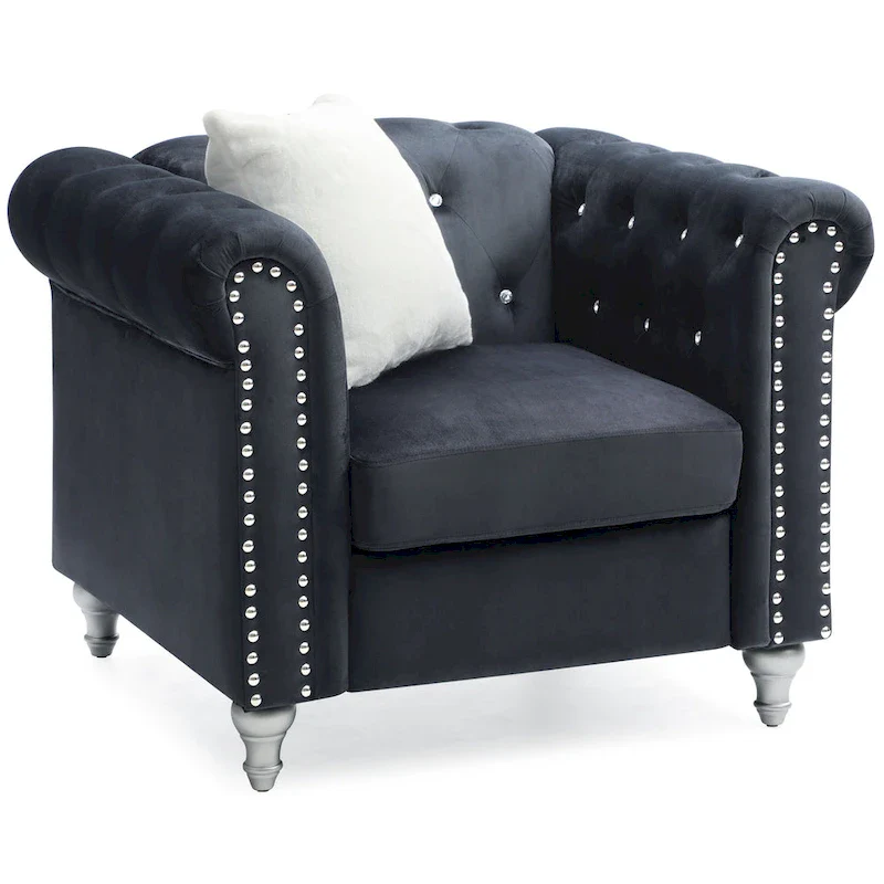 Raisa Velvet Crystal Accent Chair