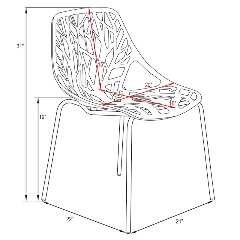 Asbury Stackable Dining Chair with Chrome Legs (Set of 2) Modern Cut-Out Design Backrest Side Chair