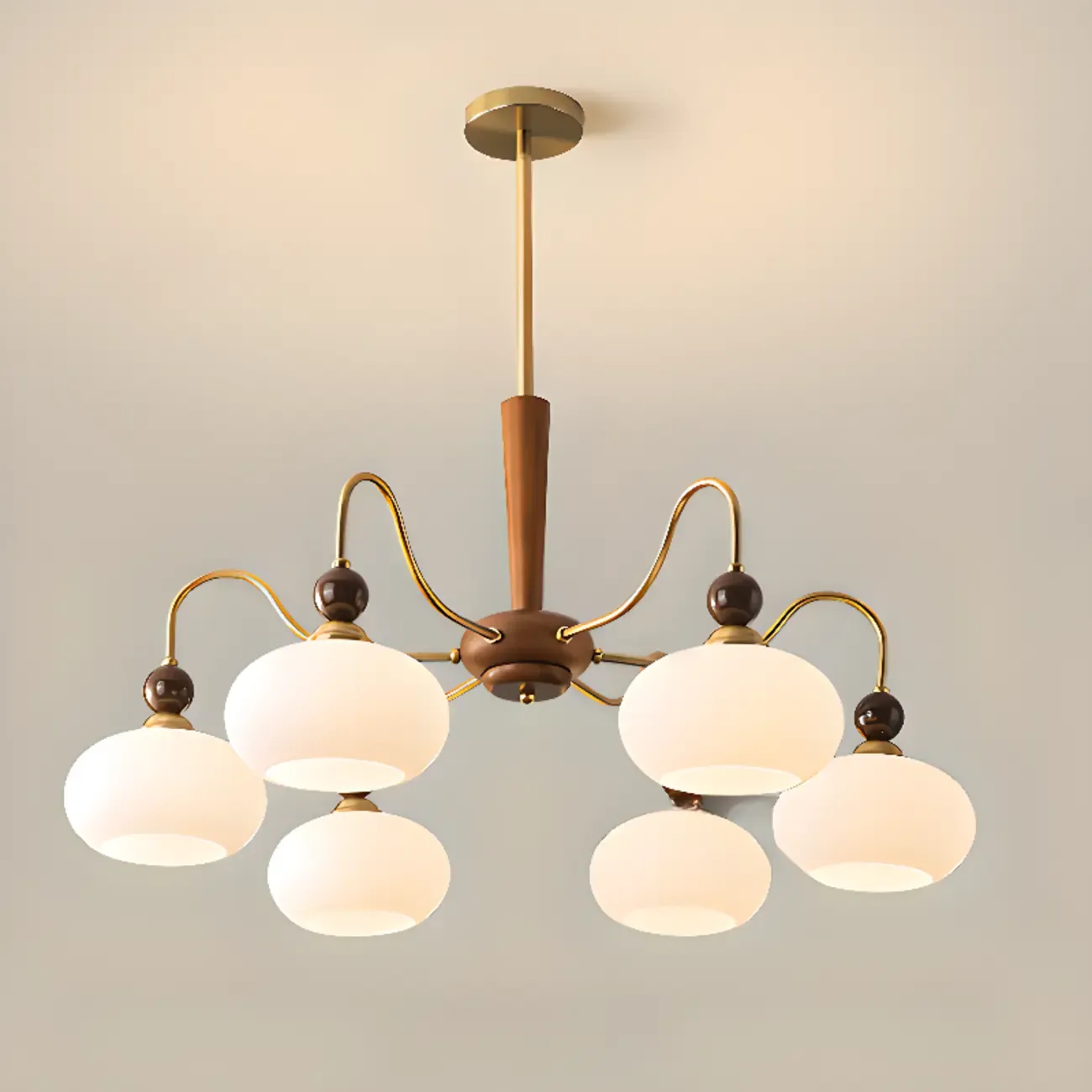 Modern Multi-Light Glass Globe Chandelier with White Shade