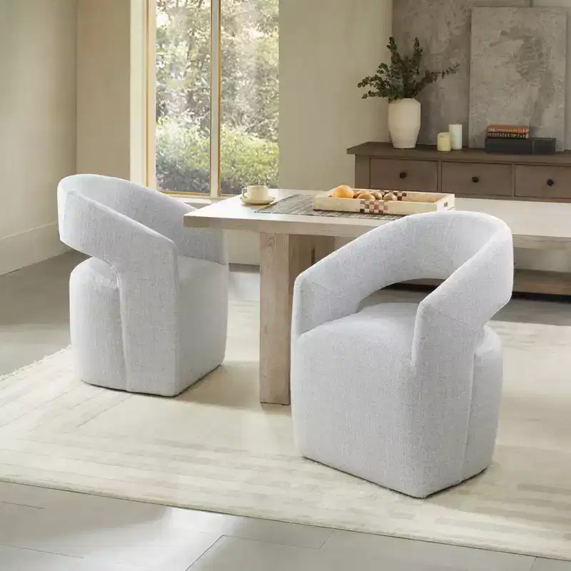 Spruce&Spring Modern Barrel Dining Chair with Caster & Open Back No Assembly Anywhere Chair