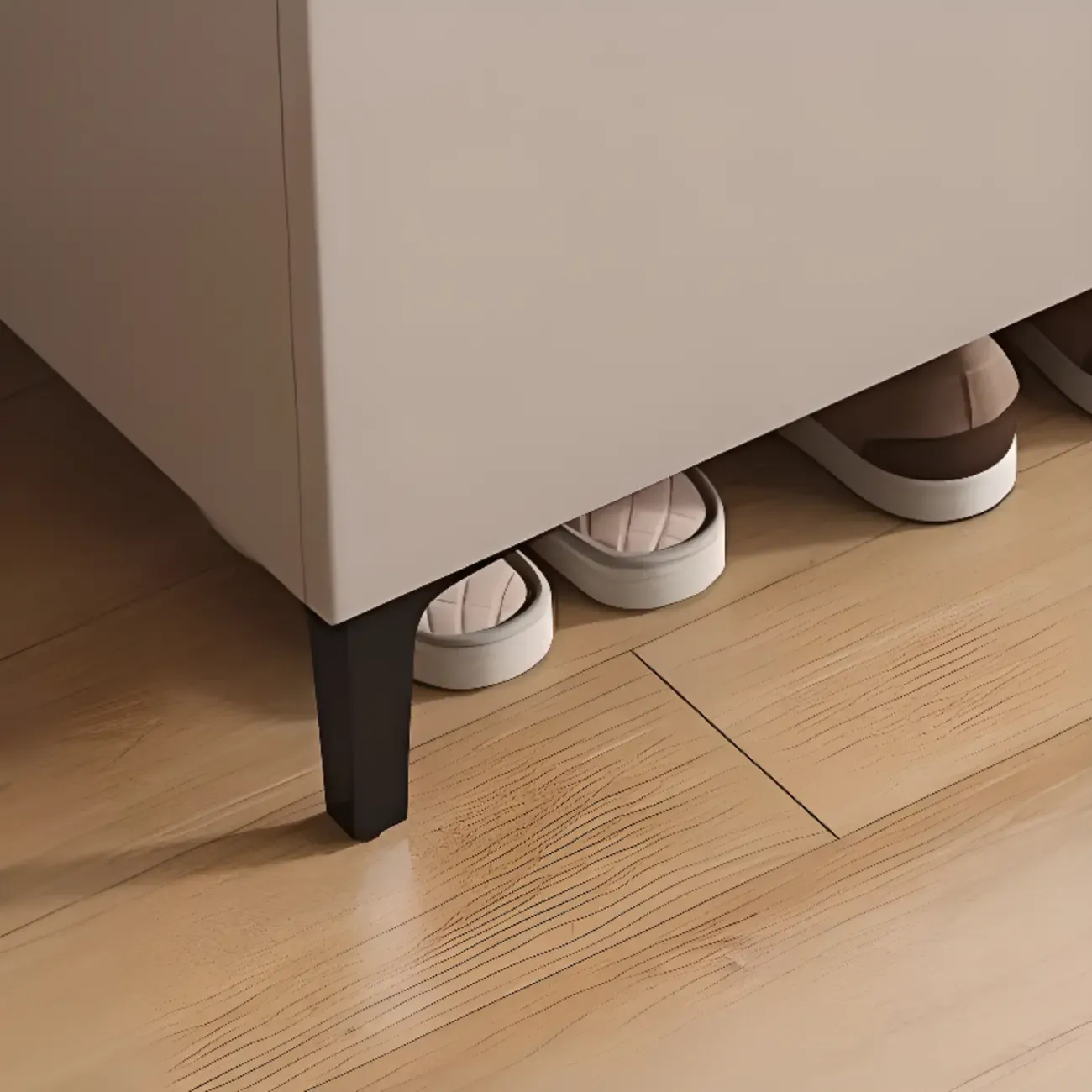 5-Tier Compact Modern Off-White Entryway Shoe Cabinet