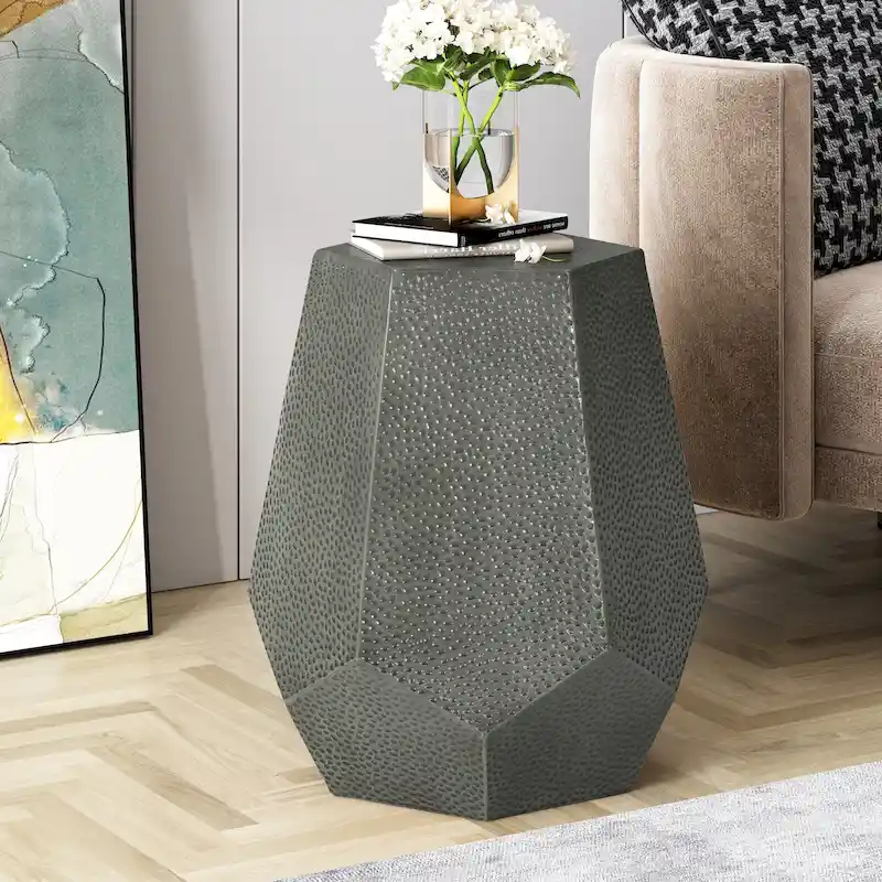Pamsha Hammered Iron Geometric Side Table by Christopher Knight Home