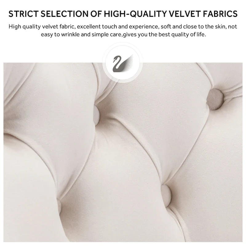 Upholstered Tufted Velvet Dining Chair with Solid Wood Legs Set of 6