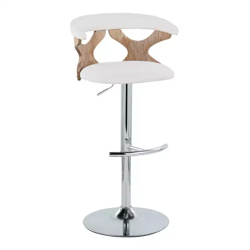 LumiSource Set of 2 Gardenia Adjustable Barstools Chrome Fabric
