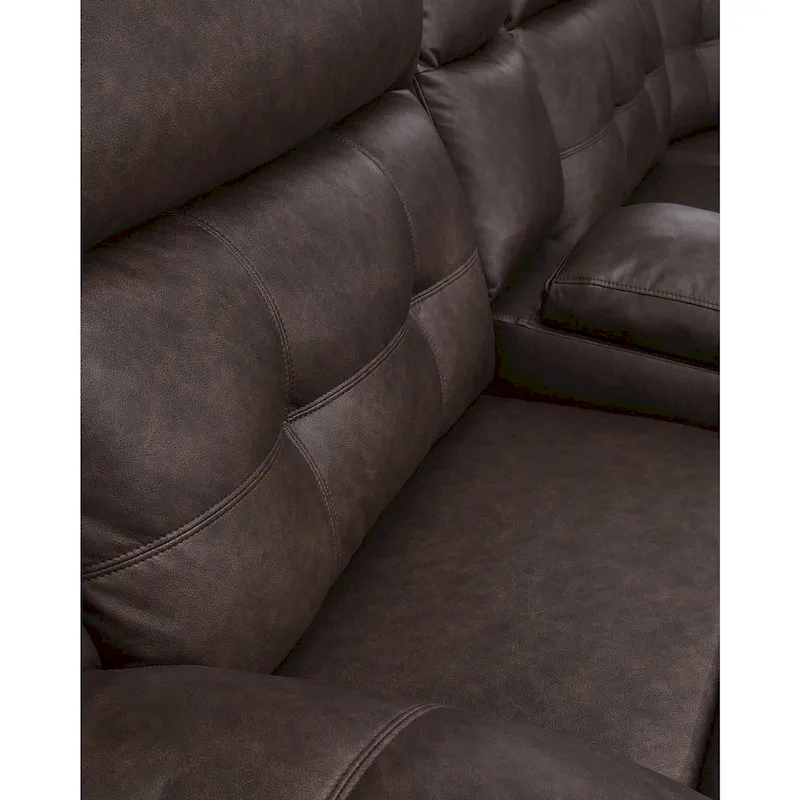Signature Design by Ashley Punch Up Dark Brown 2-Piece Power Reclining Sectional Loveseat - 80W x 39D x 41H