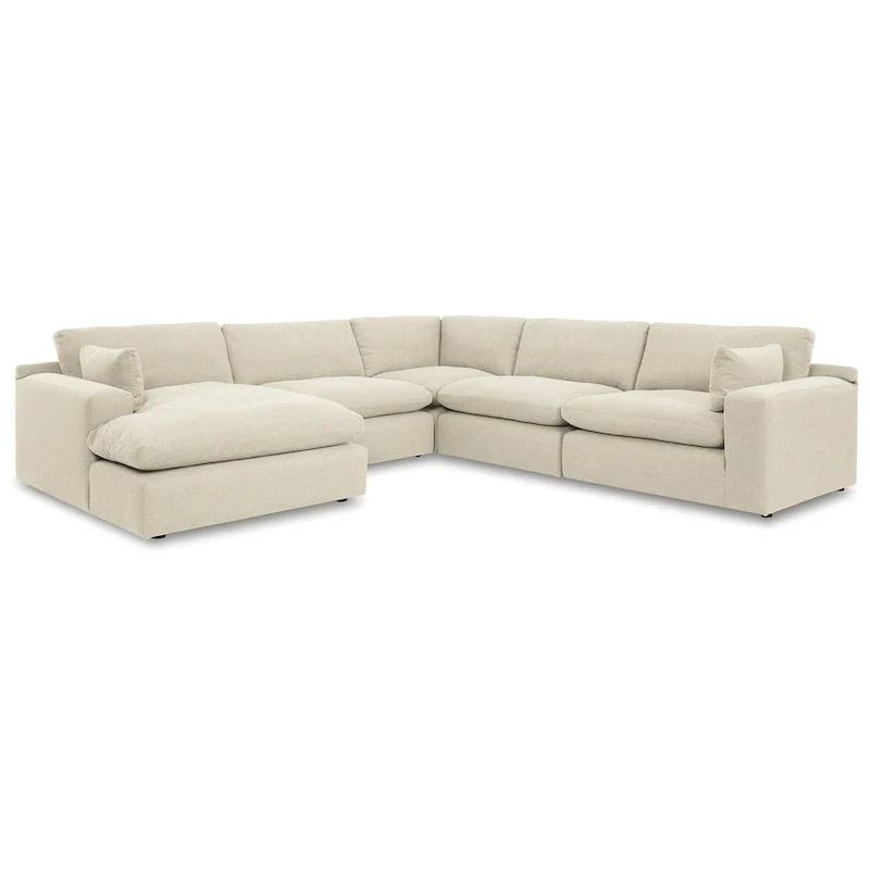 Signature Design by Ashley Elyza Ivory 5-Piece Sectional with Chaise - 135W x 135D x 36H