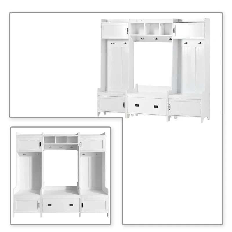 Multi-Functional Freestanding Wooden 4-in-1 Modular Hall Tree