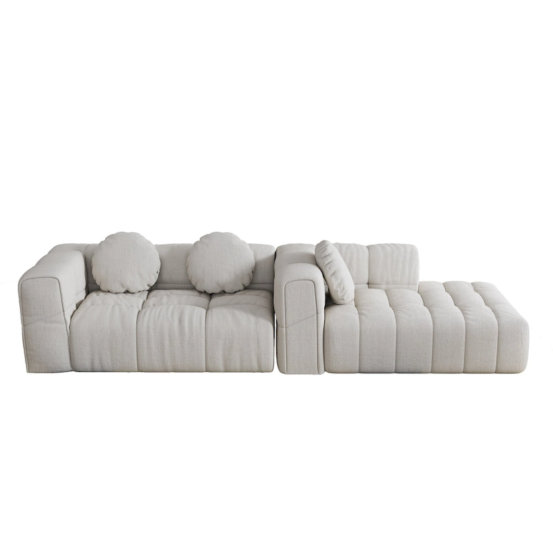 103 Chenille L-Shaped Sectional Sofa with Left Recliner, 3 Pillows and Modular Design
