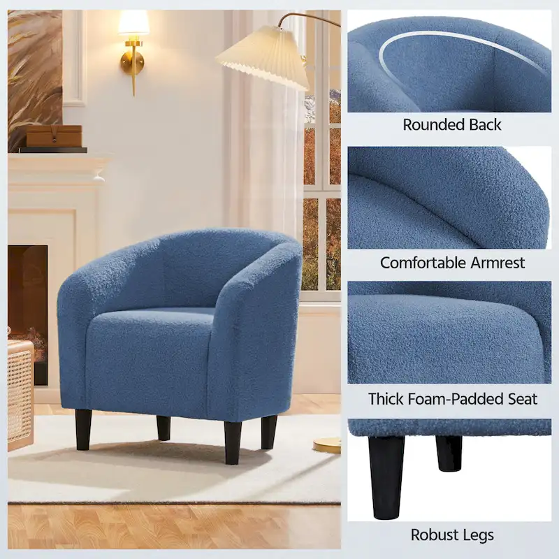 Yaheetech Club Chair Accent Barrel Chair Upholstered Arm Chair