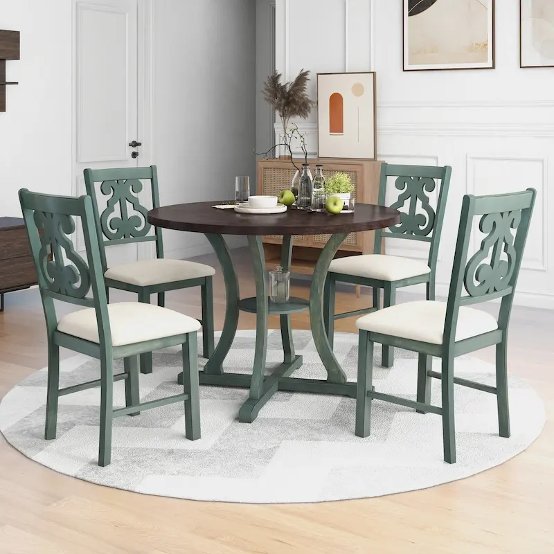 5-Piece Round Dining Table and Chair Set