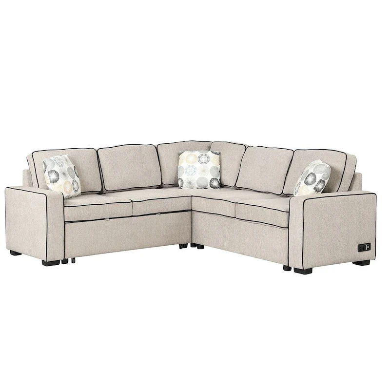 L-Shaped Reversible Chaise Sectional Sofa Pull Out Sofa Bed