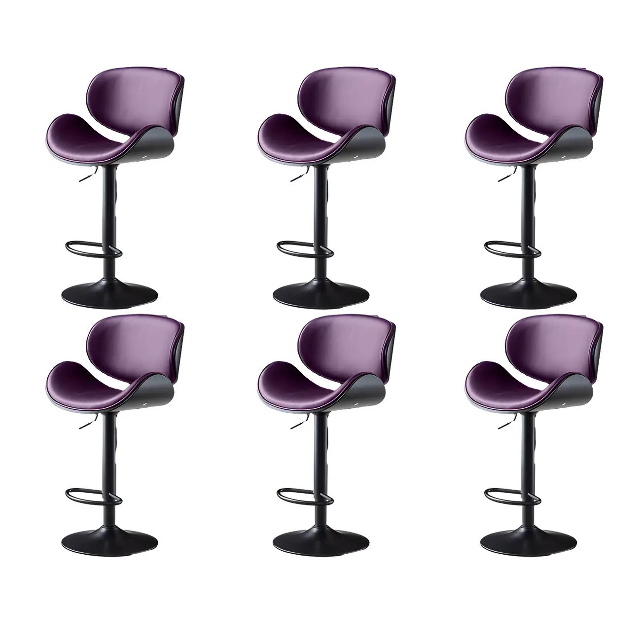 Arched Blackish Green Leather Swivel Adjustable Bar Stool