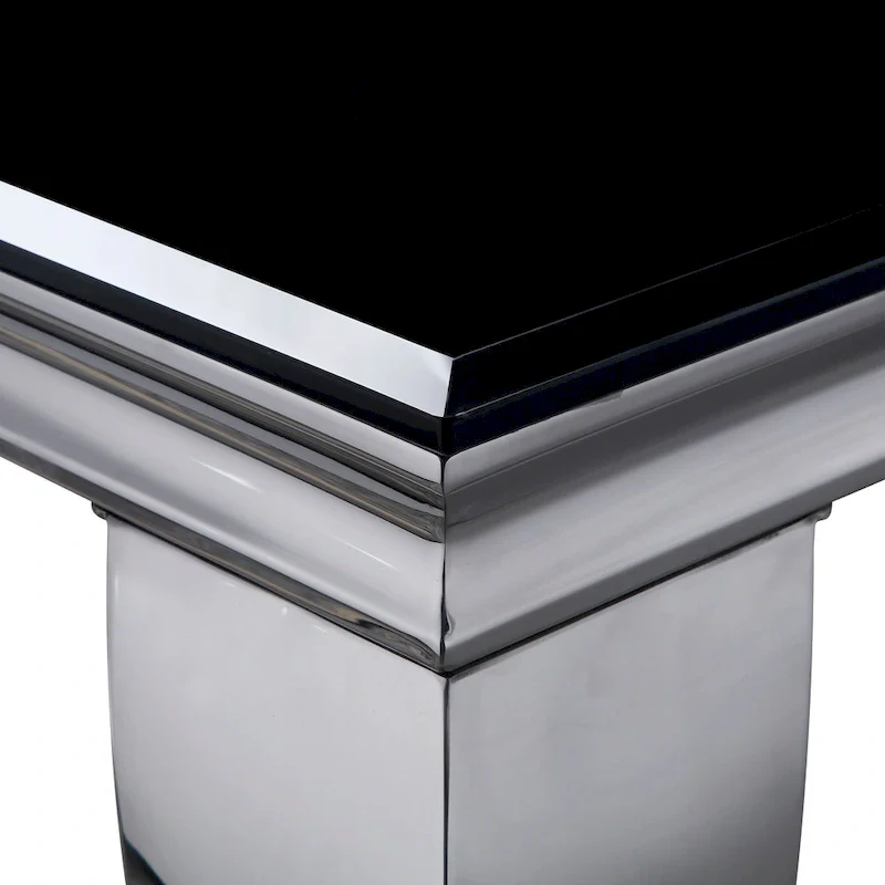 Glam 79-inch Chrome Leg Glass Top Dining Table