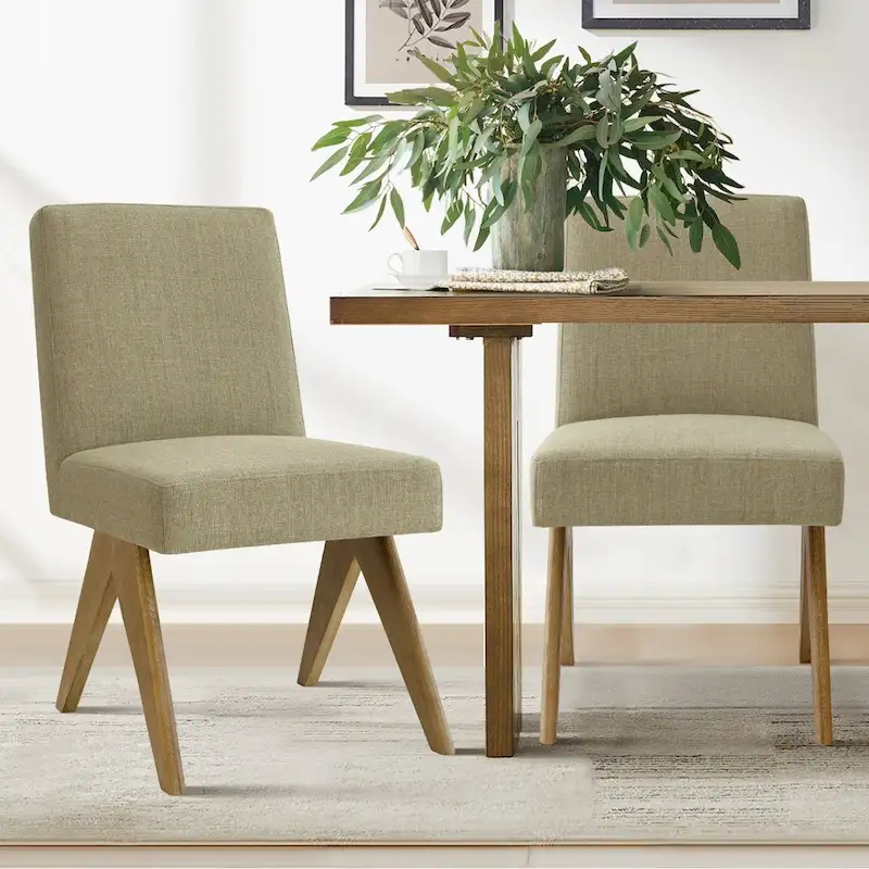 Linen Mid Century Modern Dining Chair