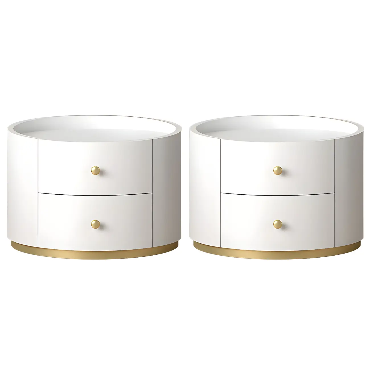 Glam Manufactured Wood Round 2-Drawer Nightstand