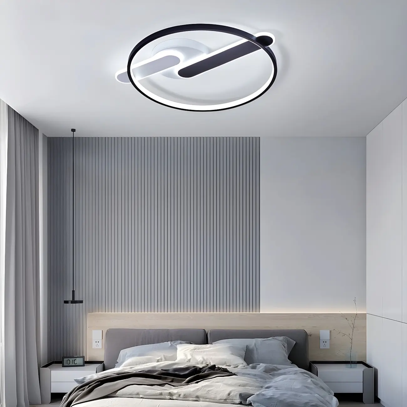 3-Light Circle Flush Mount Ceiling Light with Remote Control