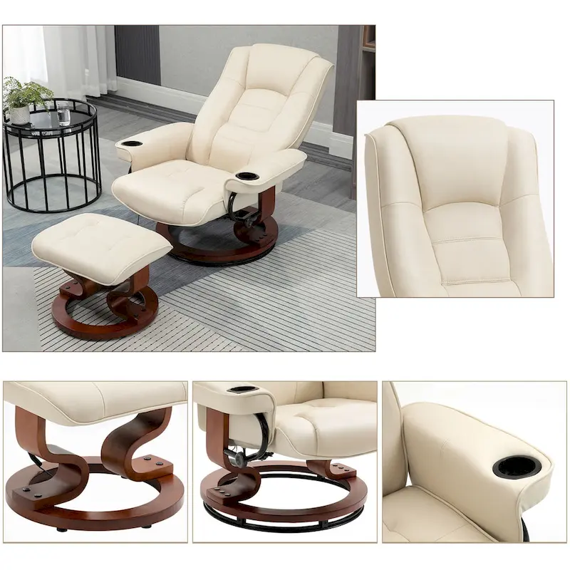 AVAWING Recliner Chair with Ottoman Vibration Massage Swivel