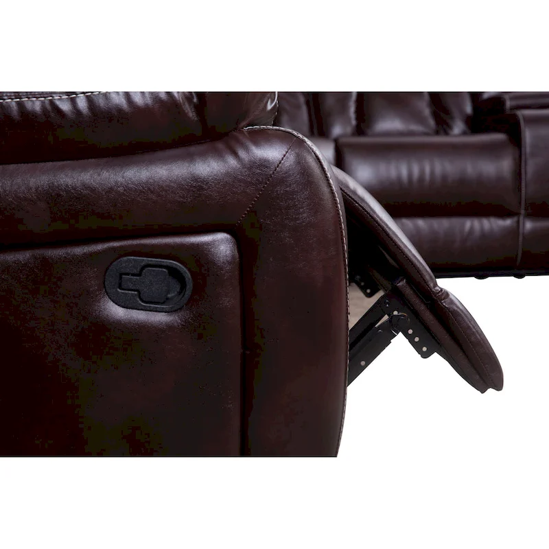 Mid-century Modern Faux Leather Upholstered Reclining Sectional Sofa