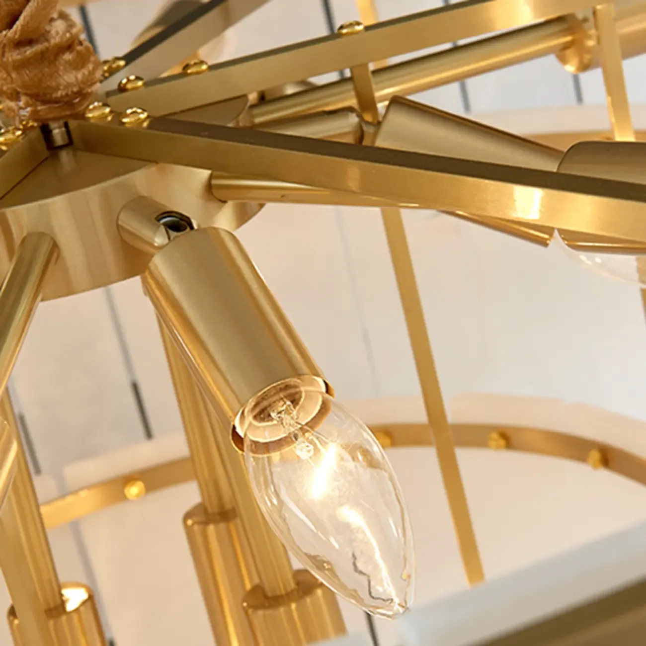 Classic Gold Tiered Circular Alabaster Chandelier