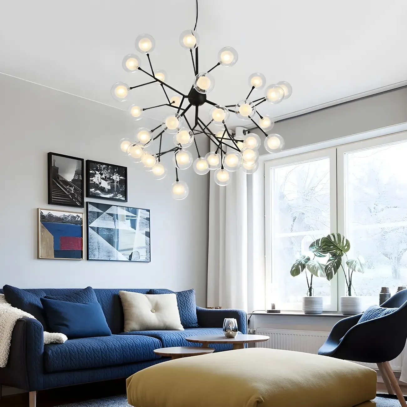 Adjustable Modern Globe Glass Sputnik Chandelier