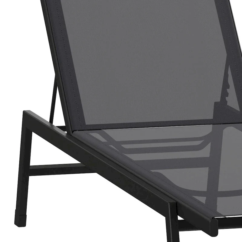 Set of 2 All-Weather Textilene Adjustable Chaise Lounge Chairs with Arms