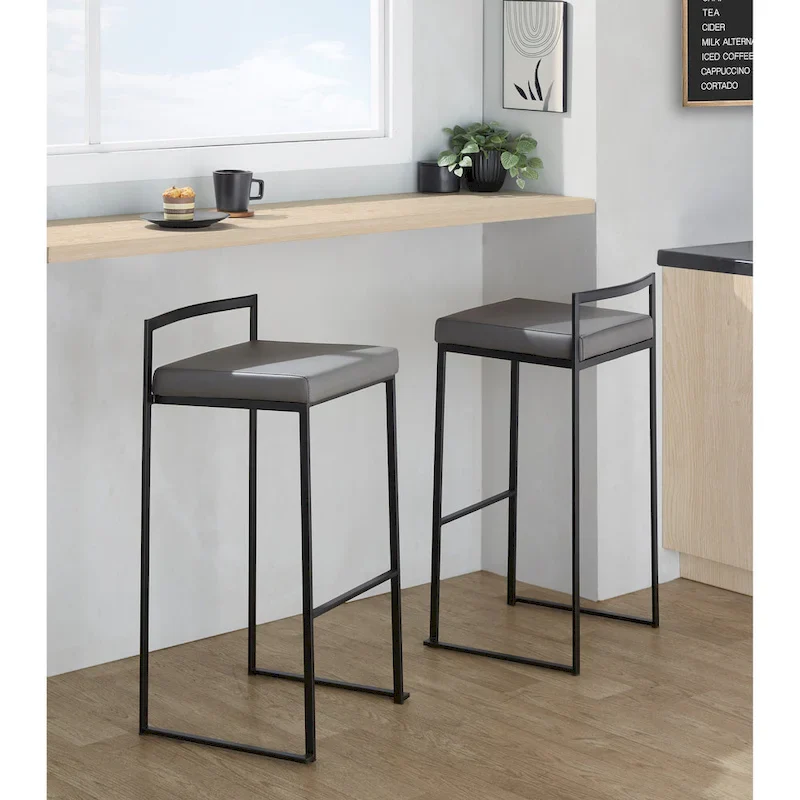 30-Inch Black Stackable Fully Welded Bar Stools (Set Of 2)