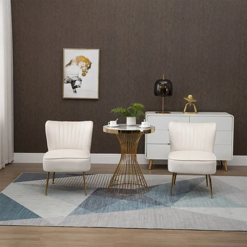 Velvet Upholstered Accent Side Chairs(Set of 2)