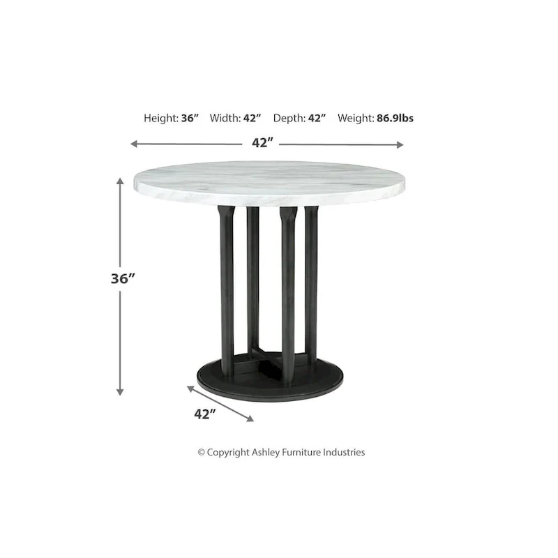 Centiar White/Black Circular Counter Height Table