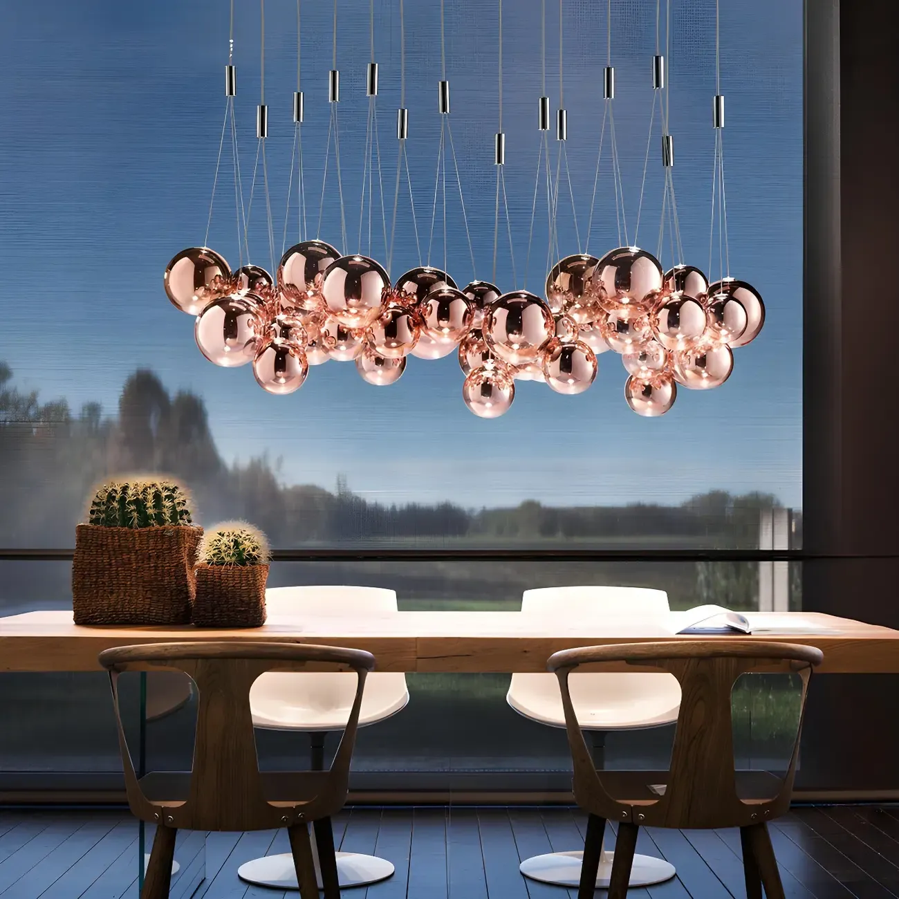3-Light Mini LED Glass Ball Chandelier with Modern Design