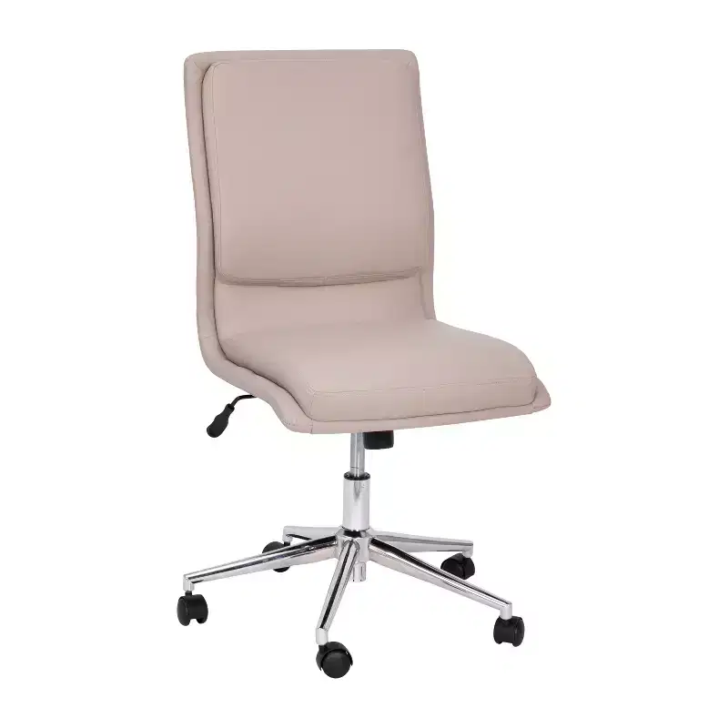 Mid-Back Armless Home Office Chair with Height Adjustable Swivel Seat and Five Star Chrome Base