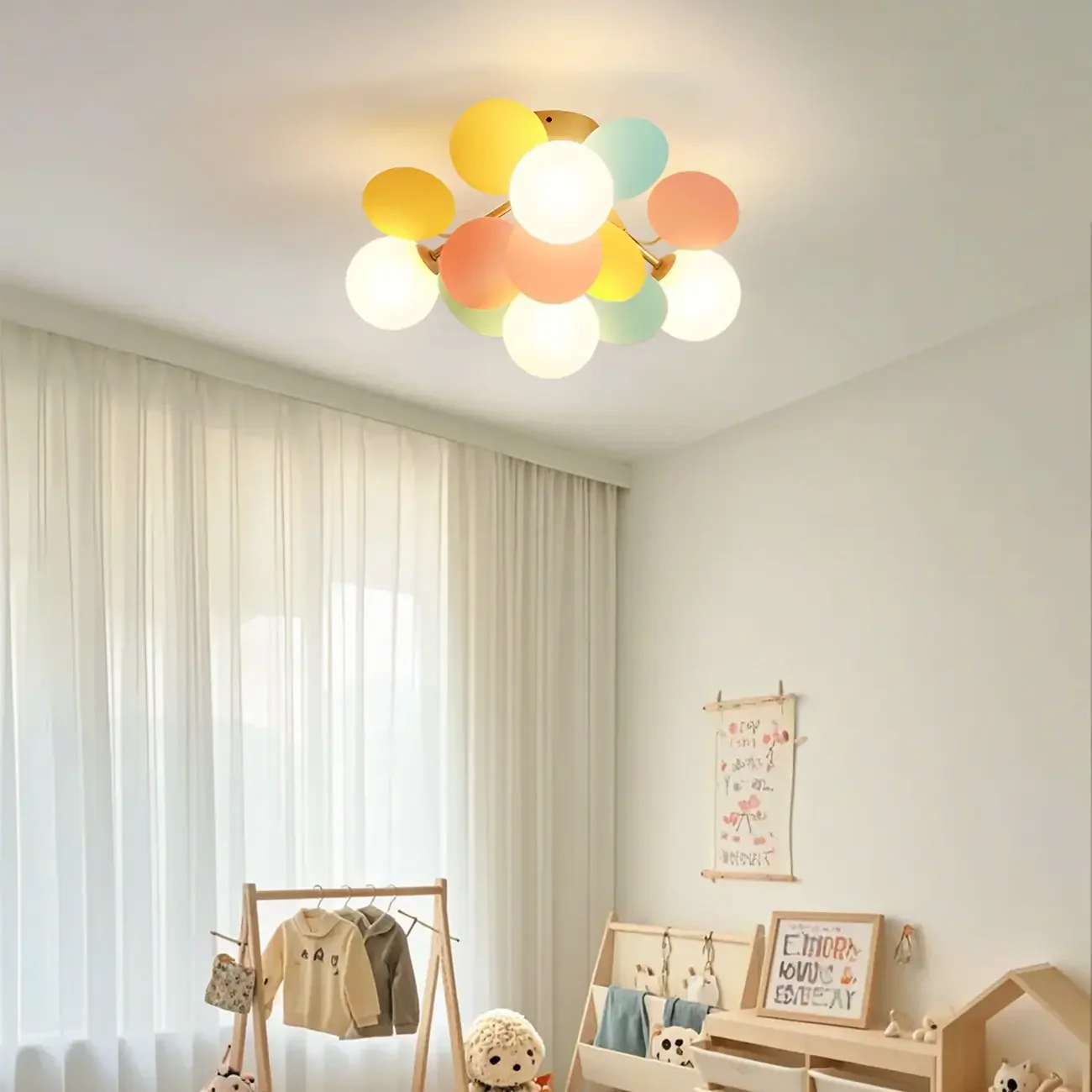 Modern Bedroom Glass Ball Semi Flush Mount Ceiling Light
