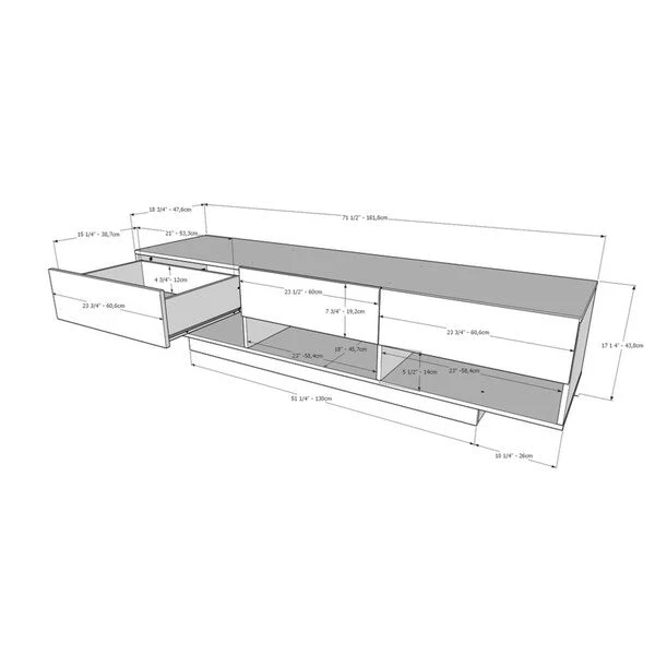 72-inch 3-Drawer TV Stand