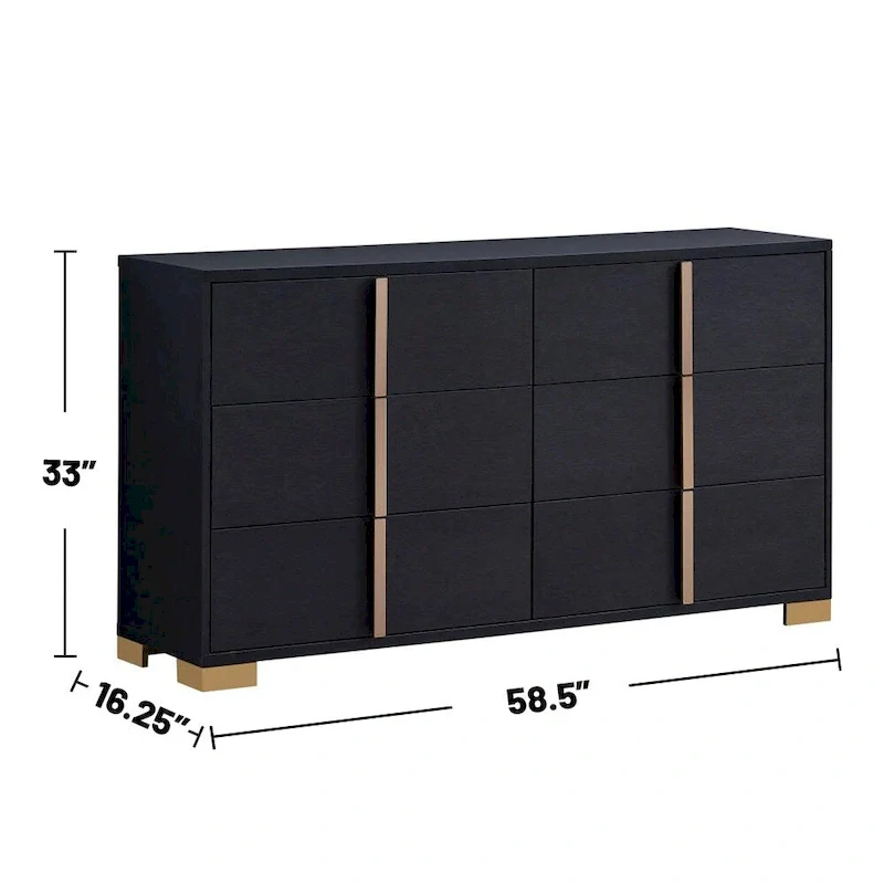 6 Drawers Wooden Dresser with Metal Hardware