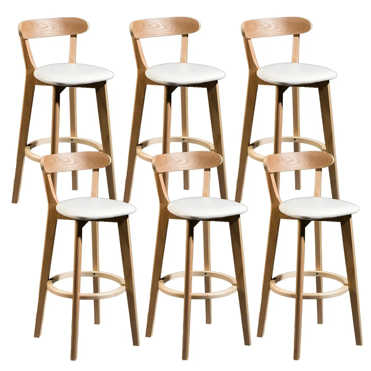 Wooden Upholstered Low Back Bar Height Stools Set of 2