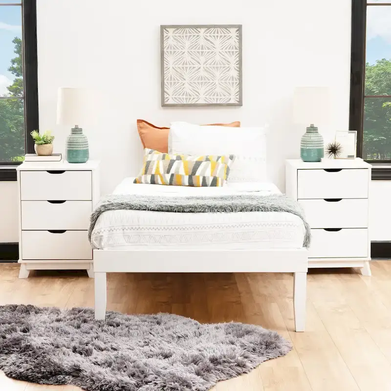 Purcell Bedroom 3-Piece Set with 3-Drawer Nightstands (Set of 2)