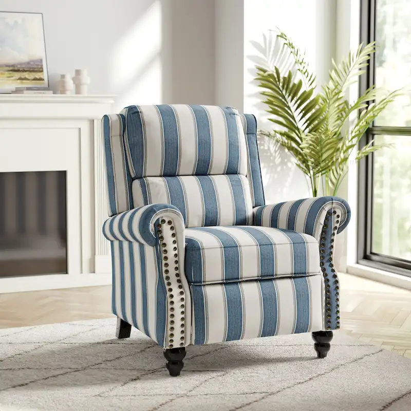 Nail-head Padded Seat Pushback Recliner Chair