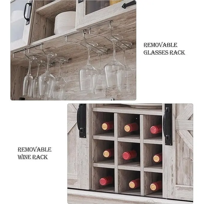 Farmhosue Bar Cabinet, Kitchen Buffet, Coffee Bar Sideboard Table