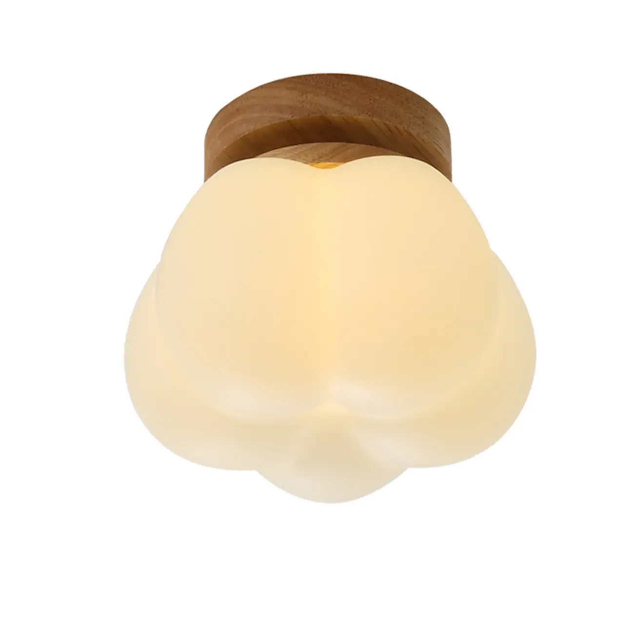 Modern Small White Resin Petal Wood Semi Flush Ceiling Light