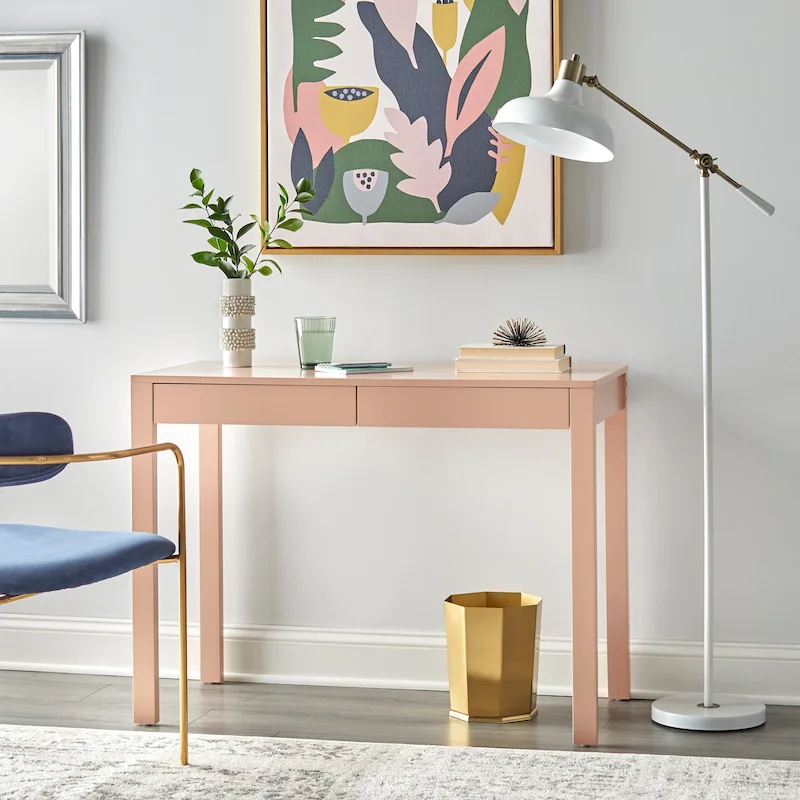 Multi-Color Modern Writing Desk with 2 Drawers, Single-Person