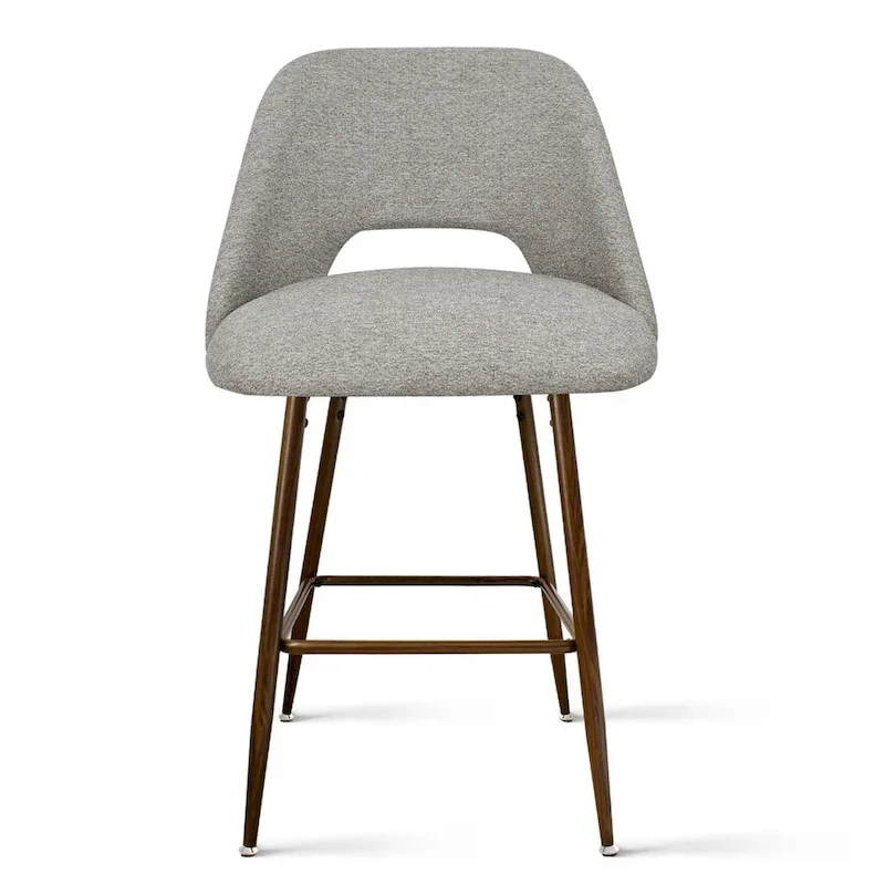 Upholstered Modern Bar Stool Walnut Leg (Set of 2)