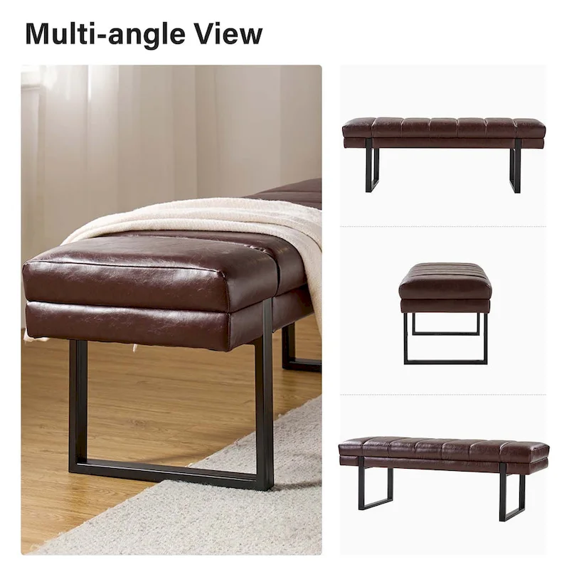 Laurens Modern 52.5 Channel Tufted Bench with Mental Legs by HULALA HOME